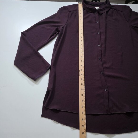 Wilfred Top Womens M Purple Blouse LS High Low Hem Corporate Girlie Buttons Boho - Picture 7 of 16